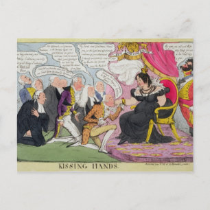 Carte Postale Kissing Hands, publié en 1827 (litho couleur)