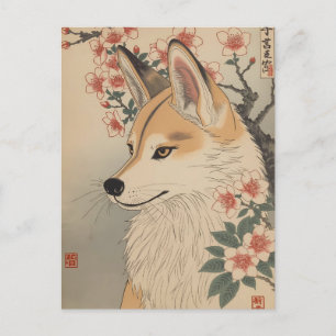 Carte Postale Kitsune & cherry blossom