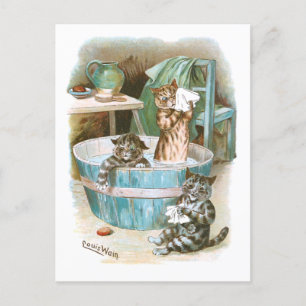 Carte Postale Kitten Bath par Louis Wain