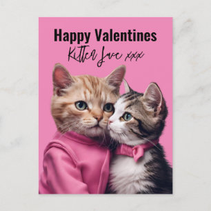 Carte Postale Kitten love Valentine amoureux des chats propriéta