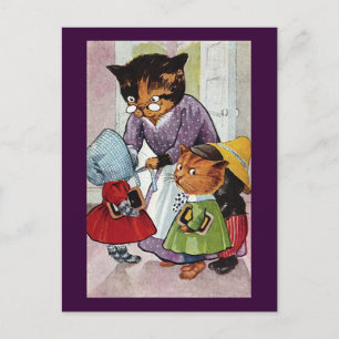 Carte Postale Kittens prêt pour l'école
