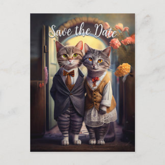 Carte Postale Kitty Couple - Enregistrer La Date
