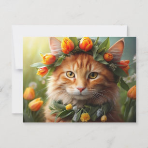 Carte Postale Kitty dans Orange Blooms