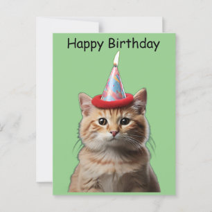 Carte Postale Kitty portant la flamme casquette d'anniversaire s