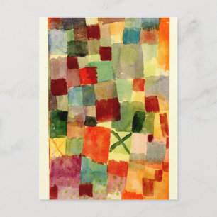 Carte Postale Klee - Aquarelle avec Croix Vert foncé