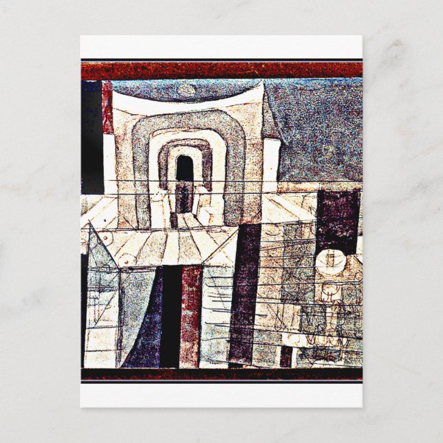 Carte Postale Klee - Architecture en rouge et vert (Devant)