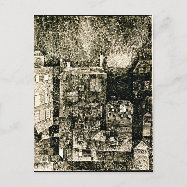 Carte Postale Klee - Impression nocturne d'une ville du sud (Devant)