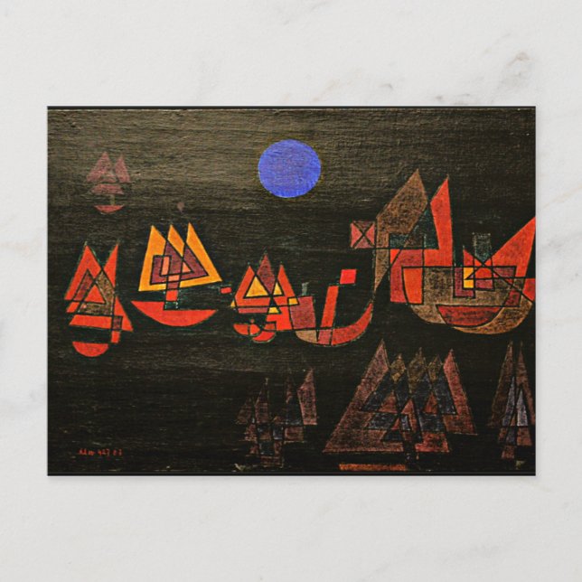 Carte Postale Klee - Navires dans la nuit (Devant)