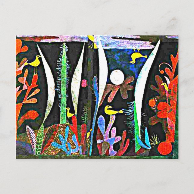 Carte Postale Klee - Paysage aux oiseaux jaunes (Devant)