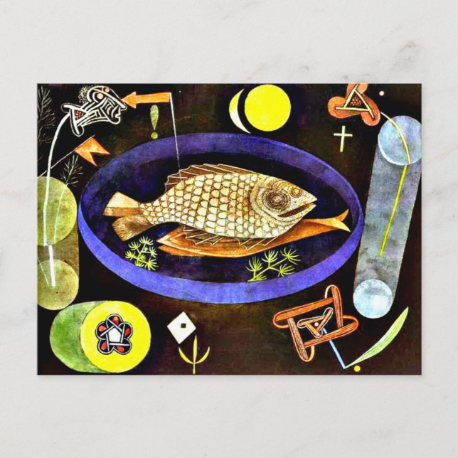 Carte Postale Klee - Peinture de poissons de fond (Devant)
