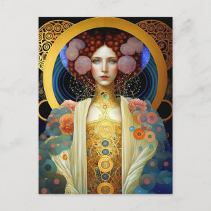 Carte Postale Klimt Inspiré Queen Goddess Imaginaire Art