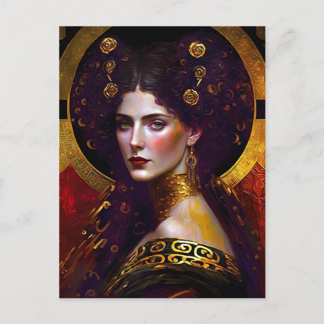 Carte postale Klimt inspirée de la reine déesse (Devant)