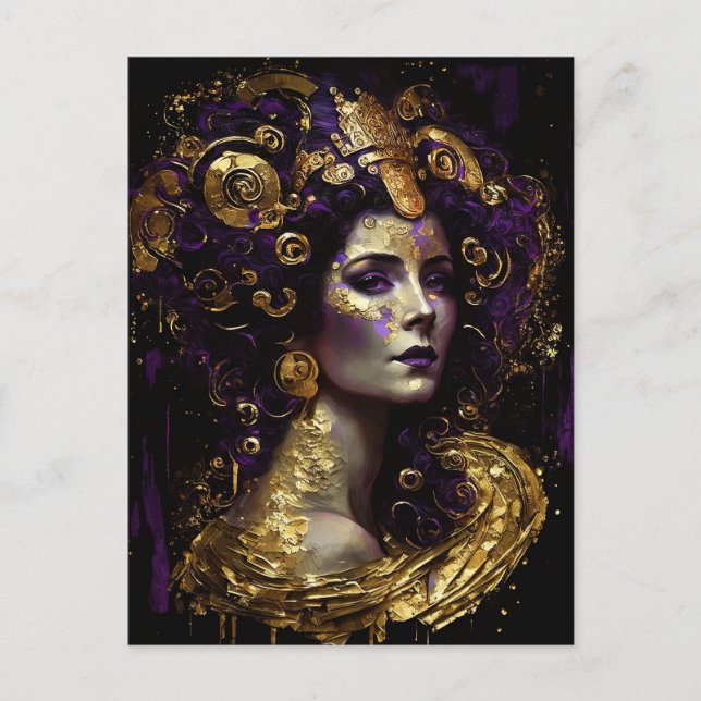 Carte postale Klimt inspirée de la reine déesse (Devant)