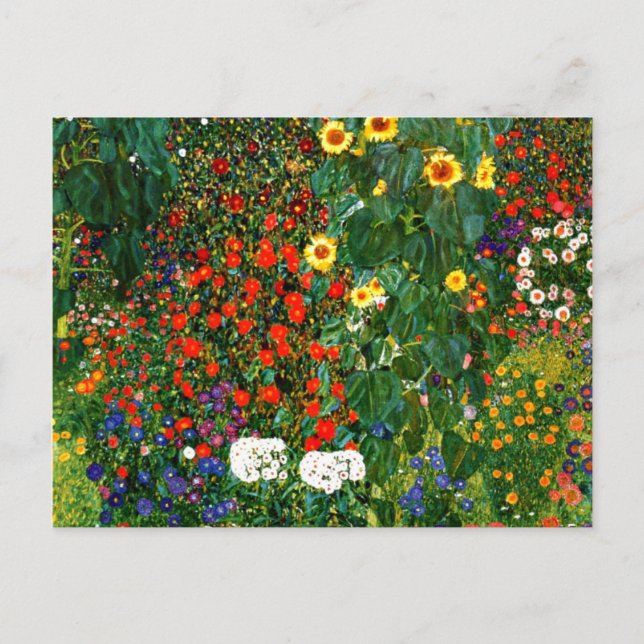 Carte Postale Klimt - Jardin agricole avec tournesols (Devant)