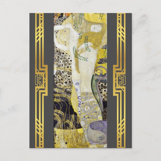 Carte Postale Klimt Serpents d'eau restaurés Peinture Art Nouvea (Devant)