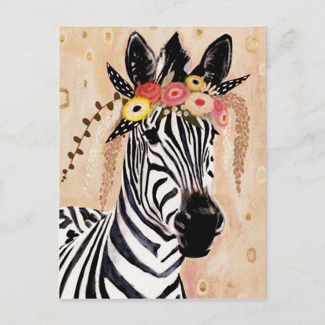 Carte Postale Klimt Zebra | Couronne De Fleurs (Devant)