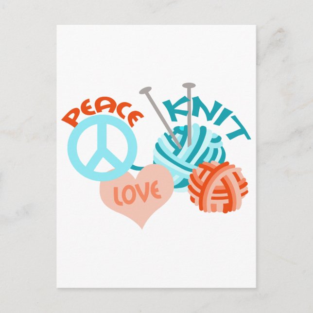 CARTE POSTALE KNIT D'AMOUR DE PAIX (Devant)