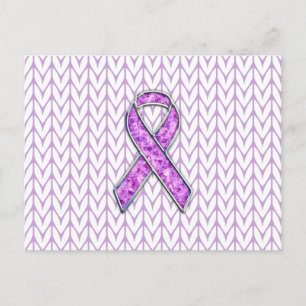 Carte Postale Knit de sensibilisation au ruban rose de style cri