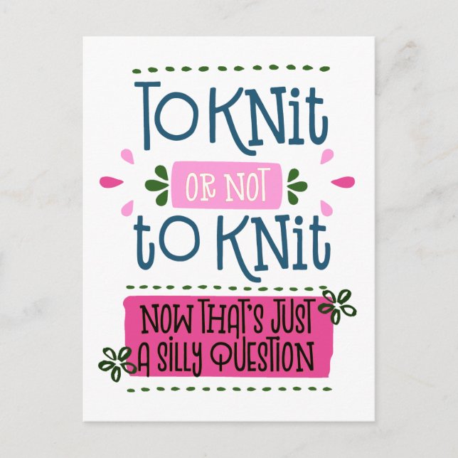 Carte Postale Knit or Not to Knit - Drôle Tricot dit (Devant)