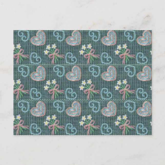 Carte Postale Knitting Style Hand Drawn Postcard (Devant)