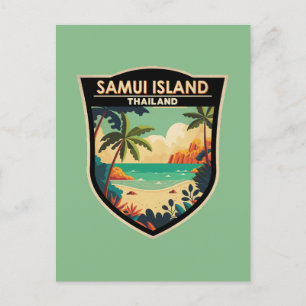 Carte Postale Ko Samui Island Thaïlande Insigne d'art de voyage