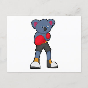 Carte Postale Koala à Boxing avec gants de boxe