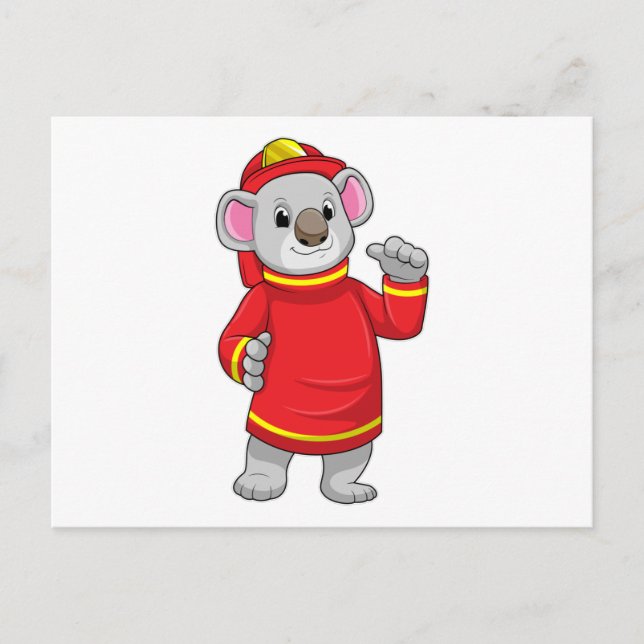Carte Postale Koala as Firefighter with Helmet (Devant)