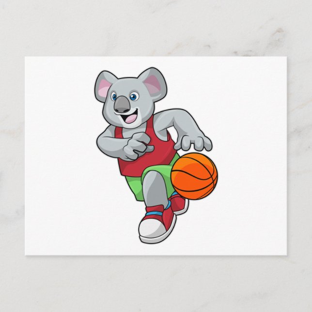 Carte Postale Koala au sport de basket-ball (Devant)