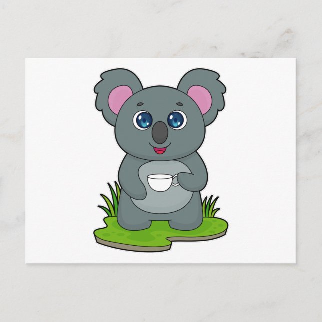 Carte Postale Koala avec tasse à café (Devant)