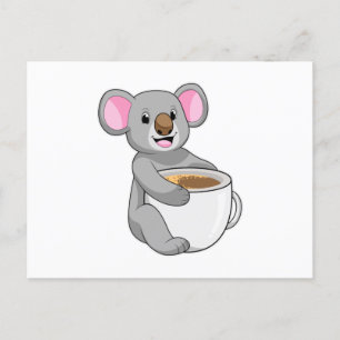 Carte Postale Koala avec tasse de café