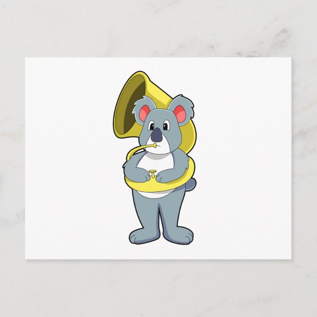 Carte Postale Koala bear at Music with Saxophone.PNG (Devant)