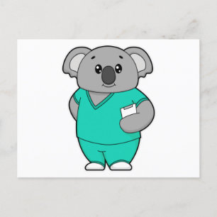 Carte Postale Koala comme infirmière avec Bloc-notes