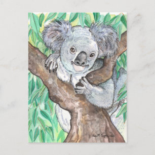 Carte Postale Koala dans la peinture d'arbre Eucalyptus