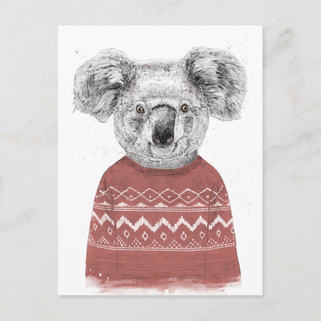 Carte Postale Koala d'hiver (rouge) (Devant)
