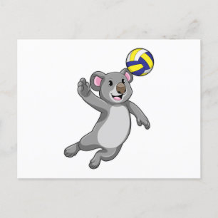 Carte Postale Koala en joueur de volley-ball avec ballon de voll