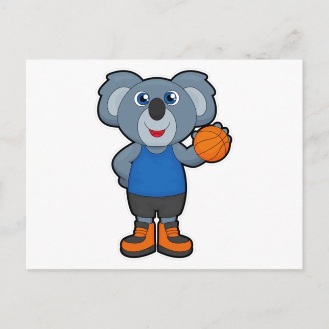 Carte Postale Koala en tant que joueur de basket-ball avec un ba (Devant)
