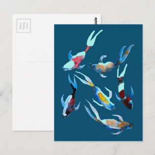 Carte Postale Koi Fish aquarelle