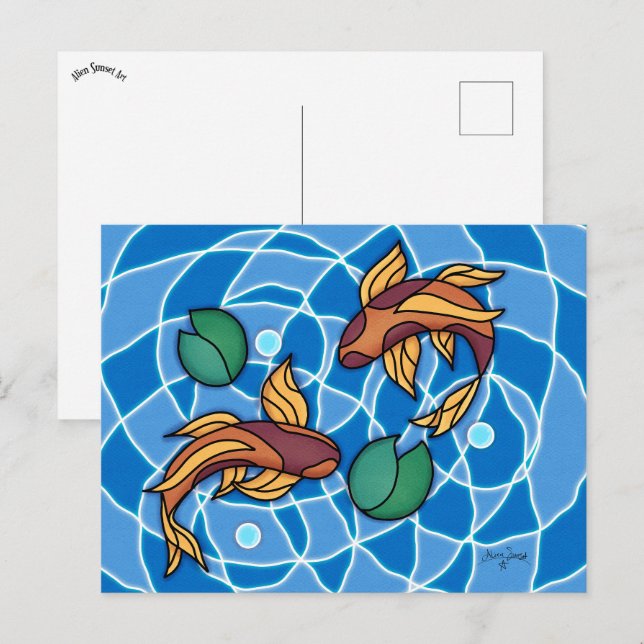 Carte Postale Koi Pond (Devant / Derrière)