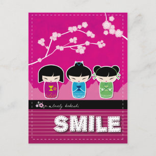 Carte postale Kokeshi "SMILE"