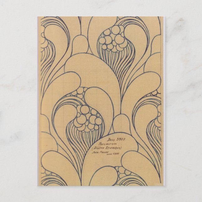Carte Postale Koloman Moser - Design de tissu avec floral (Devant)