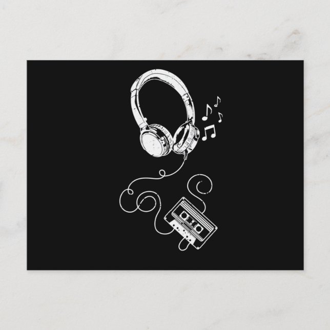 Carte Postale Kopfhörer und Kassette (Devant)