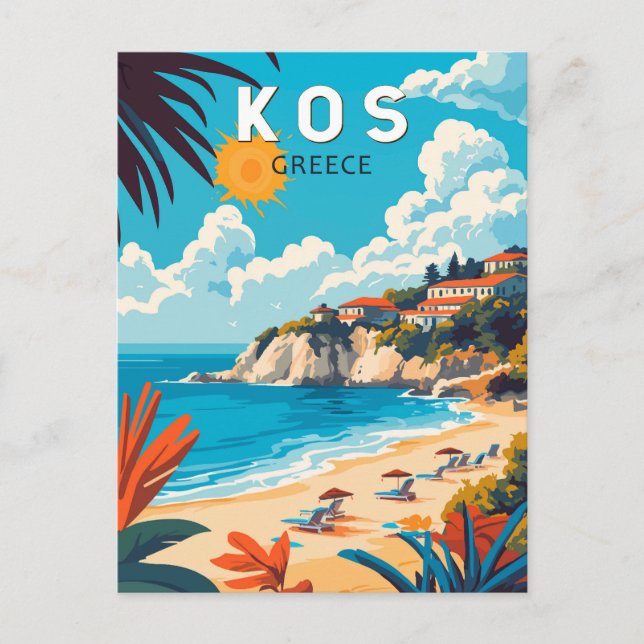 Carte Postale Kos Grèce Voyage Art Vintage (Devant)