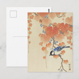 Carte Postale Koson Great Tit sur Paulownia Branch Art japonais