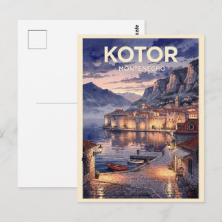 Carte Postale Kotor Montenegro Voyage Rétro