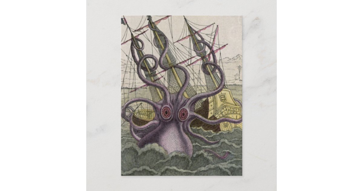 dessin de bateau pirate et de kraken