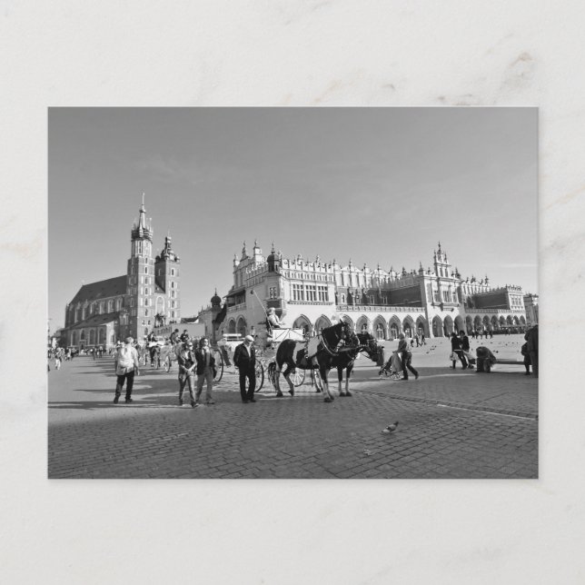 Carte Postale Krakow, Old Town, Poland, Black and White postcard (Devant)