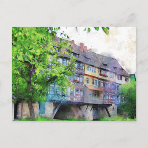 Carte Postale Krämerbrücke à Erfurt. Maisons à colombages sur le