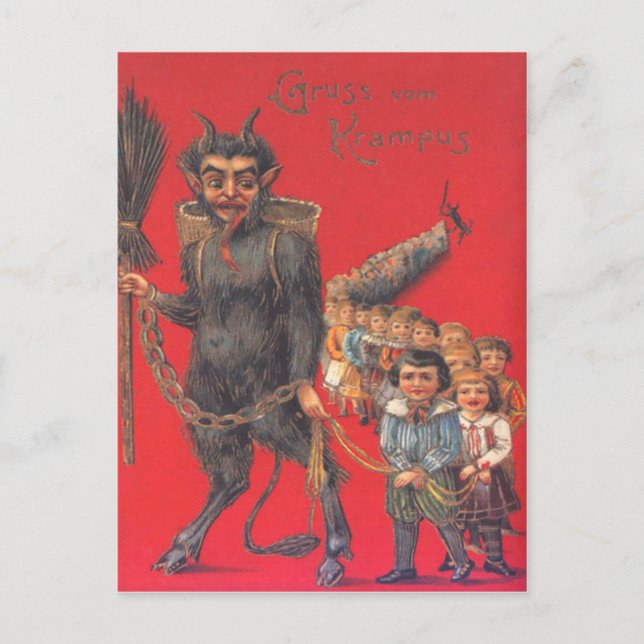 Carte Postale Krampus Avec Les Mauvais Enfants (Devant)
