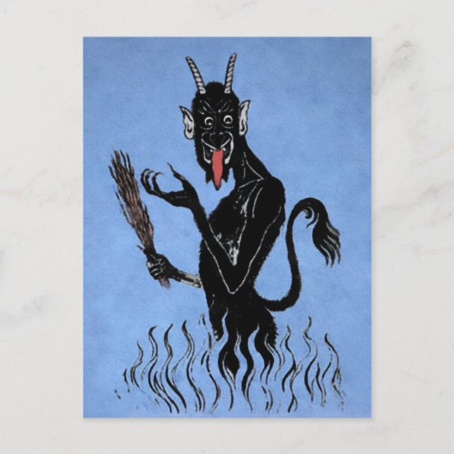 Carte Postale Krampus bleu vintage (Devant)