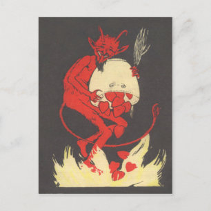 Carte Postale Krampus brûlant les coeurs